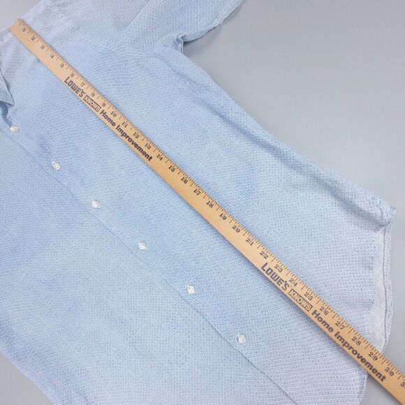 ZARA MAN 100% Linen Slim Fit Long Sleeve Button Down Shirt Mens Large Blue Print - Picture 4 of 8